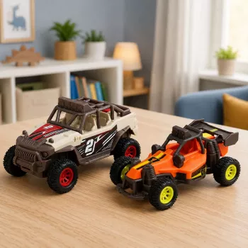 LEAN TOYS Maastikusõidukite komplekt tulede ja helidega 2 tk