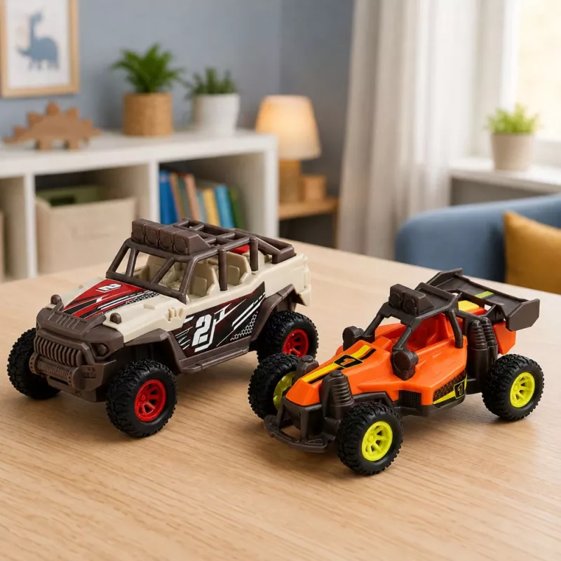 LEAN TOYS Maastikusõidukite komplekt tulede ja helidega 2 tk