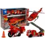LEAN TOYS Tuletõrjesõidukite komplekt: Tuletõrjeauto, Päästekopter, Mootorratas Heli ja Valgusega