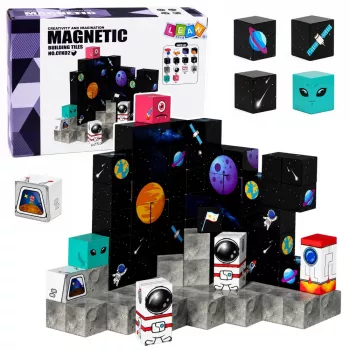LEAN TOYS Magnetiliste klotside komplekt Kuubikud Pixels 3D Space 100 tk