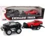 LEAN TOYS Sõidukite komplekt Must koletisauto Valge haagissuvila 58 cm