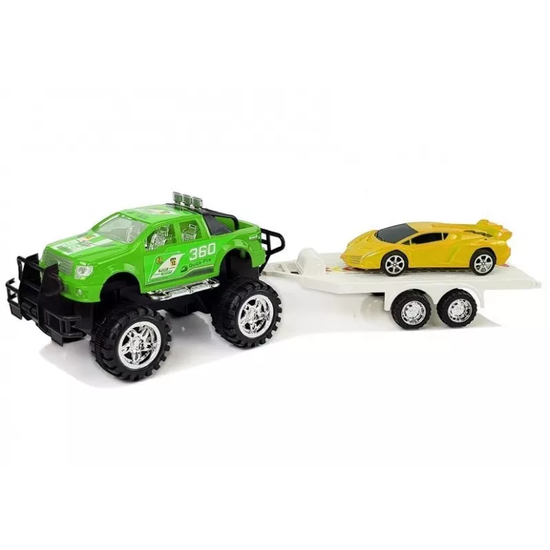 LEAN TOYS Sõidukite komplekt kollased sportautod ja rohelised maastikuautod hõõrdjõuga