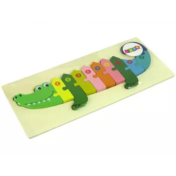 LEAN TOYS Set of Wooden Puzzles Crocodile Numbers