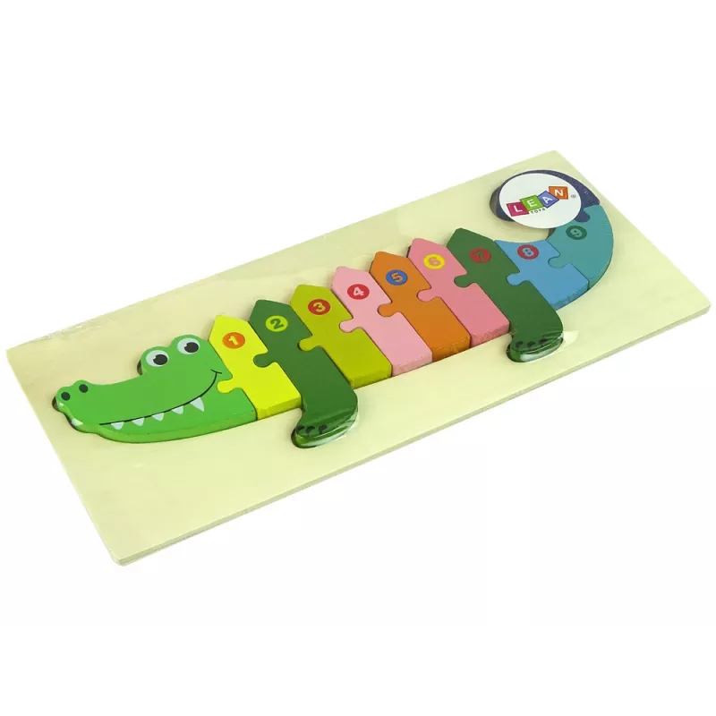 LEAN TOYS Set of Wooden Puzzles Crocodile Numbers