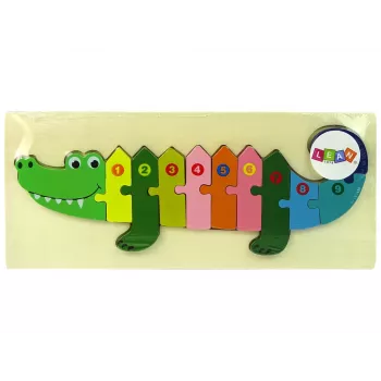 LEAN TOYS Set of Wooden Puzzles Crocodile Numbers
