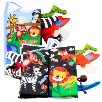 LEAN TOYS Pehme õpperaamat Rustling Animals For Babies