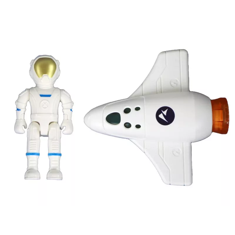 LEAN TOYS Kosmosemissioon Kosmos 4 Elemendi Mängukomplekt – Rakett, Astronaut, Kulgur ja Lipp (4 Tükki, Vanus 3+)