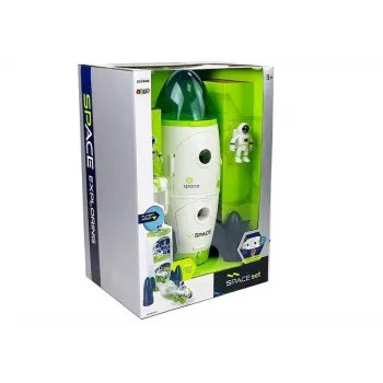 LEAN TOYS Space Rocket Astronom Cosmos Light & Sound – Patareitoitega elektrooniline mängurakett astronautide kujukesega (3x AA)