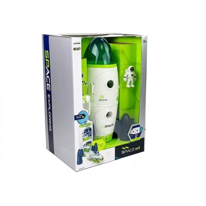 LEAN TOYS Space Rocket Astronom Cosmos Light & Sound – Patareitoitega elektrooniline mängurakett astronautide kujukesega (3x AA)