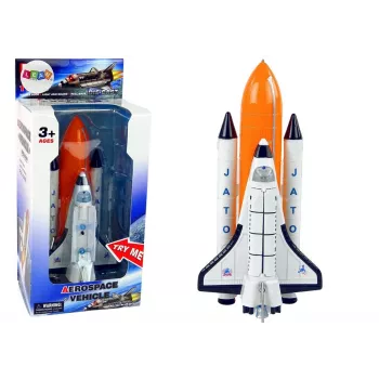 LEAN TOYS Kosmoserakett metallist kosmoselaevaga - tagasitõmmatav, heli- ja valgusefektidega kosmosemänguasjade komplekt