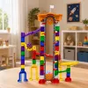 LEAN TOYS Kosmoseraja ehitusklotsid 153 tk - 3D värviline kuulikeste rada tunnelite ja pallidega