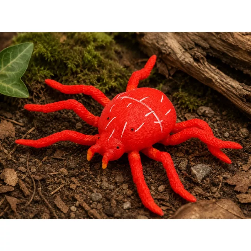 LEAN TOYS Spider Red Rubber Figure Stretchable Realistic 12 cm