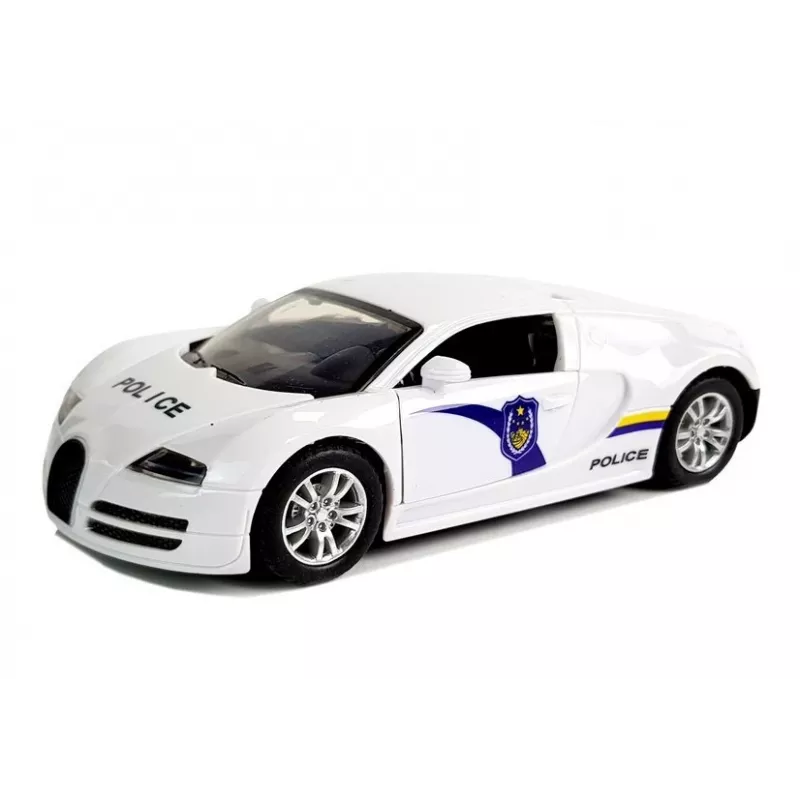 LEAN TOYS Politsei sportauto tumedate tuuleklaaside, pingutusmootori, valge tule ja heliga
