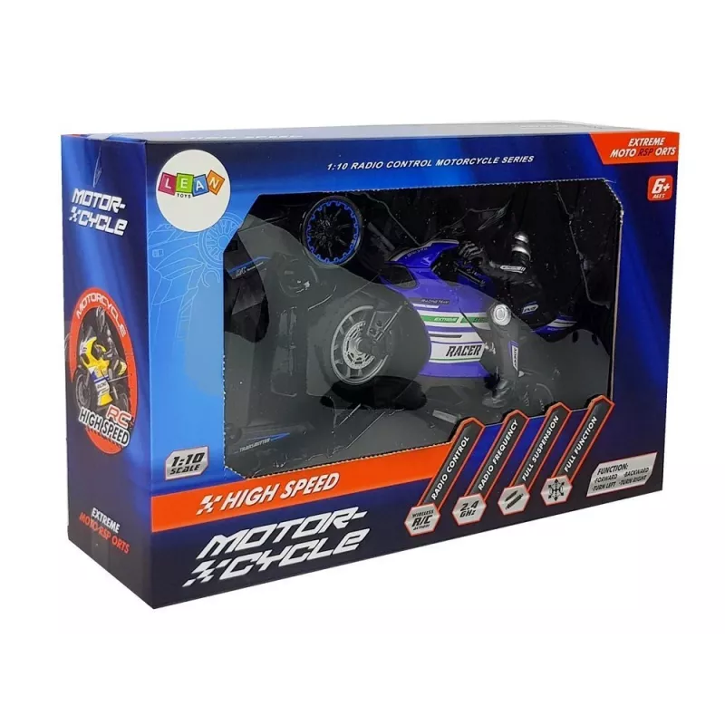 LEAN TOYS Sports Motorcycle 2.4G Remote Controlled Racer Range 35m Blue