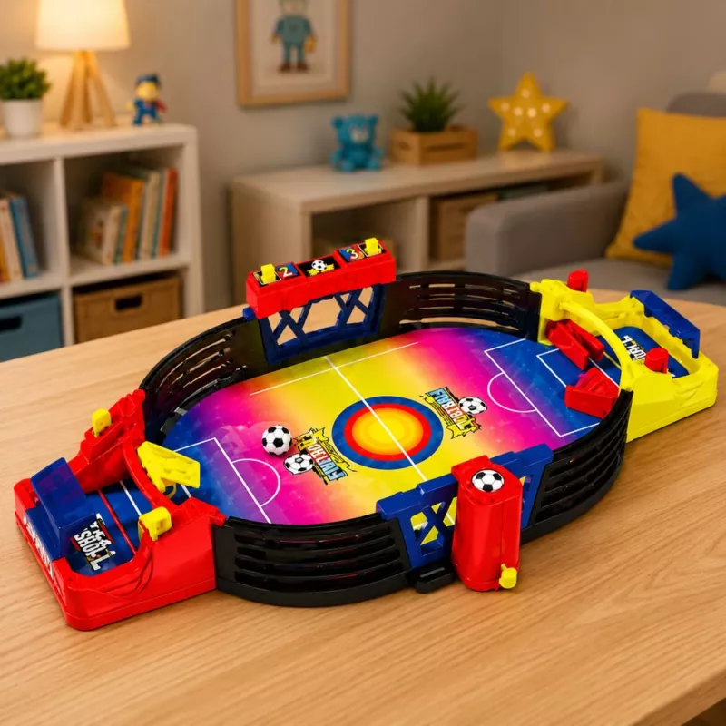 LEAN TOYS Lauajalgpallimäng 2 mängijale – Kompaktne jalgpallilaud 18 mängijaga, terasvarraste ja skooritahvliga