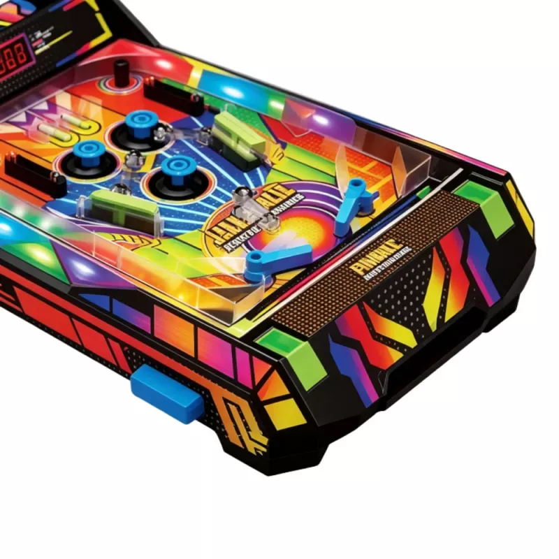 LEAN TOYS Lauapealne Flipper - Elektrooniline Flipperimäng LED-punktiloenduri, helide ja vilkuvate tuledega - mitmevärviline, 1 mängija, vanusele 6+