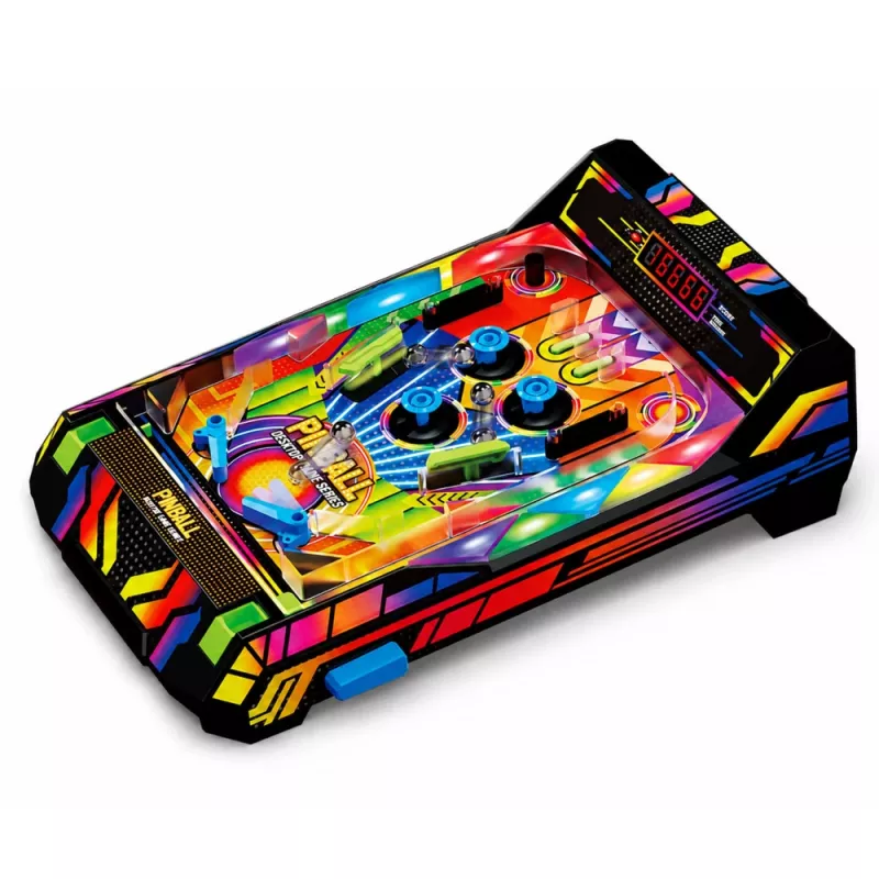 LEAN TOYS Lauapealne Flipper - Elektrooniline Flipperimäng LED-punktiloenduri, helide ja vilkuvate tuledega - mitmevärviline, 1 mängija, vanusele 6+