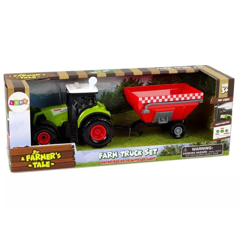 LEAN TOYS Tractor Farm Detachable Grain Trailer Sound Green