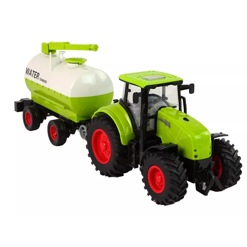 LEAN TOYS Tractor With Big Wheel Trailer Green Farm