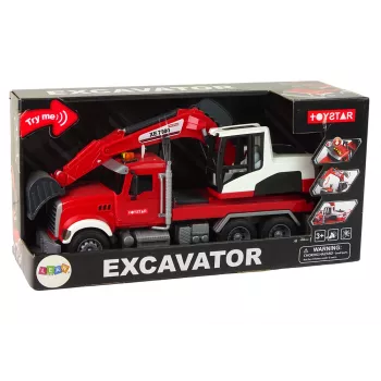 LEAN TOYS Veok koos ekskavaatoriga Traktor Ekskavaator Heli ja Valgusega