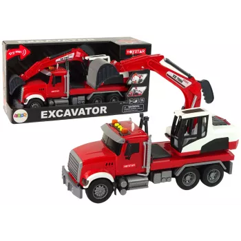 LEAN TOYS Veok koos ekskavaatoriga Traktor Ekskavaator Heli ja Valgusega