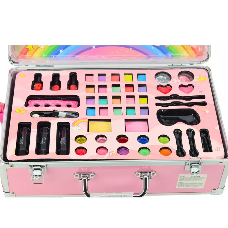LEAN TOYS Unicorn roosa ratastega kohver ilukomplekt