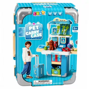 LEAN TOYS loomaarsti kohver koera hoolduskomplektiga, pruun rollimängukomplekt 12 tarvikuga