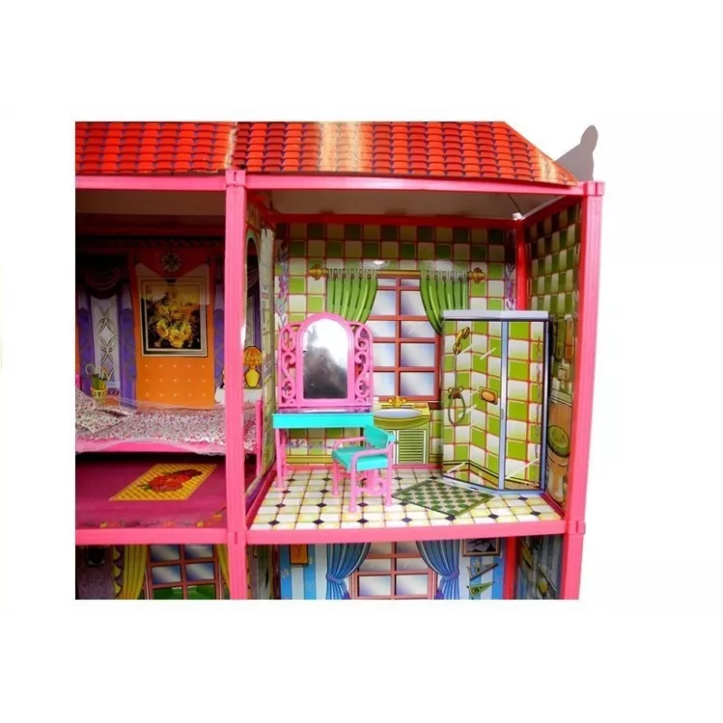 LEAN TOYS Villa suur nukumaja 6 tuba mööbli tarvikud 128 tk