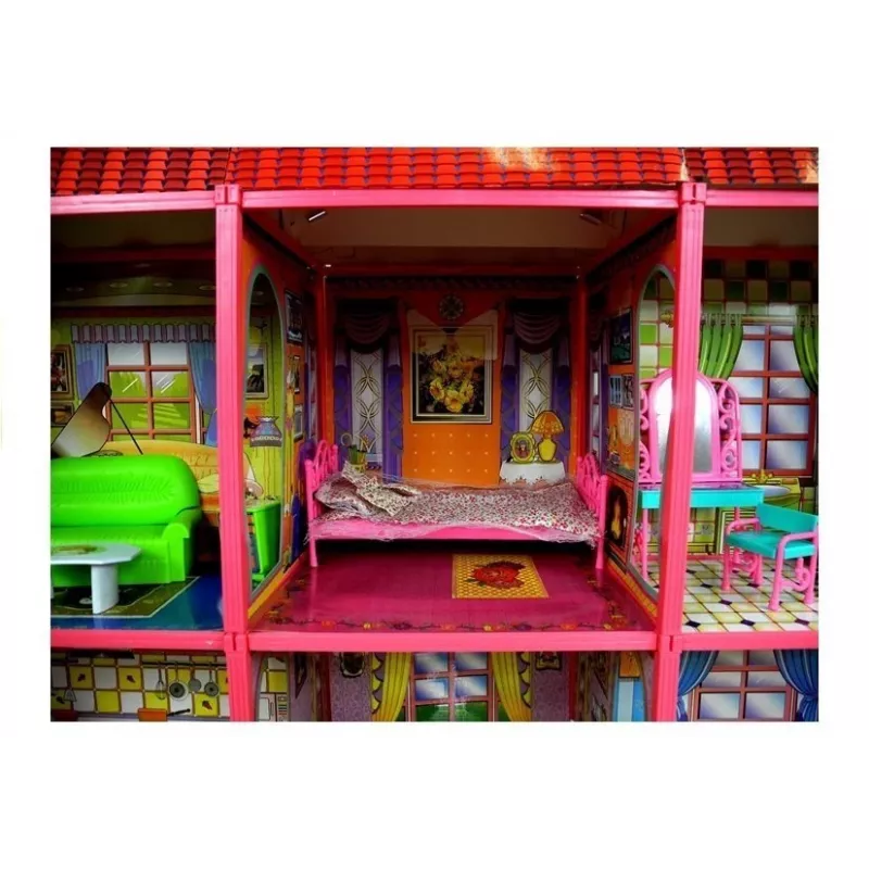 LEAN TOYS Villa suur nukumaja 6 tuba mööbli tarvikud 128 tk