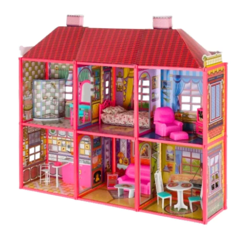 LEAN TOYS Villa suur nukumaja 6 tuba mööbli tarvikud 128 tk