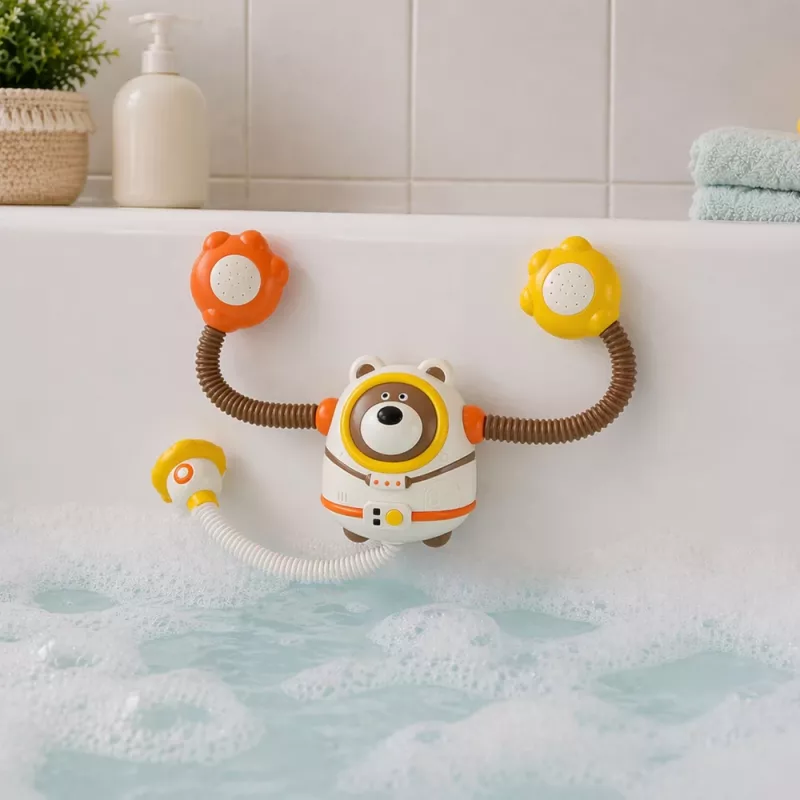 LEAN TOYS Vannimänguasi Teddy Bear Astronaut Shower veeringluse ja iminappadega