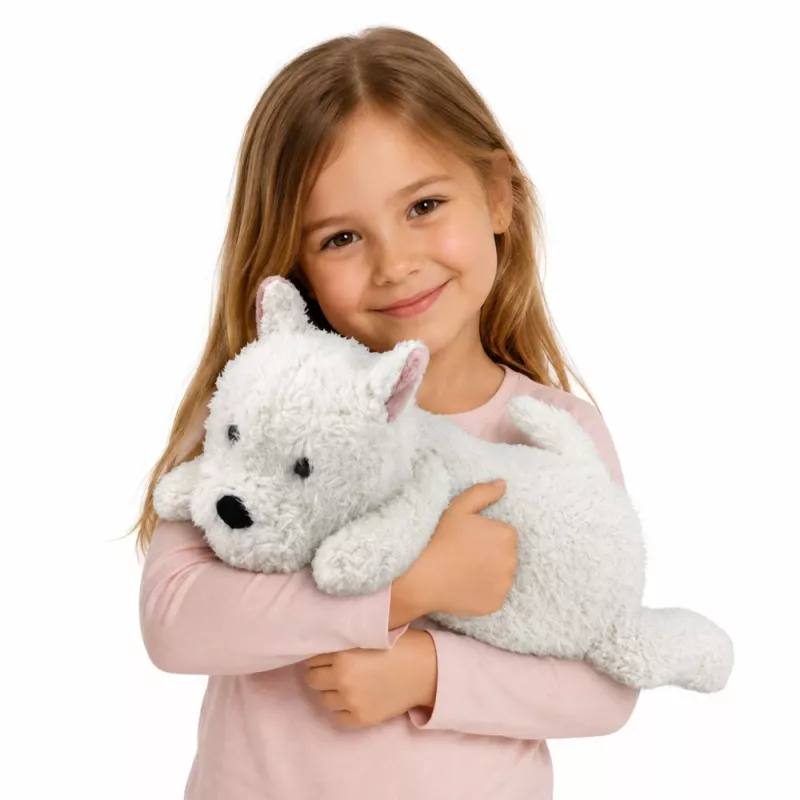 LEAN TOYS West Highland valge terjer pehme koer kaisukas, valge, 40 cm