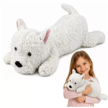 LEAN TOYS West Highland valge terjer pehme koer kaisukas, valge, 40 cm