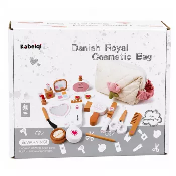 LEAN TOYS puidust ilukomplekt meigikosmeetika kott tarvikud 16 tk
