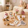 LEAN TOYS puidust ilukomplekt meigikosmeetika kott tarvikud 16 tk