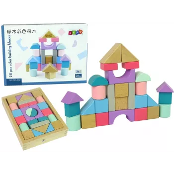 LEAN TOYS Puidust klotsid pastelsetes toonides 28 tükki loss