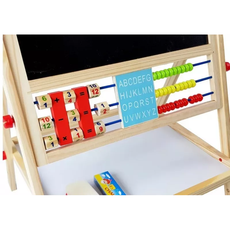 LEAN TOYS Puidust tahvel koos aabitsa, kella, numbrite ja magnetiga