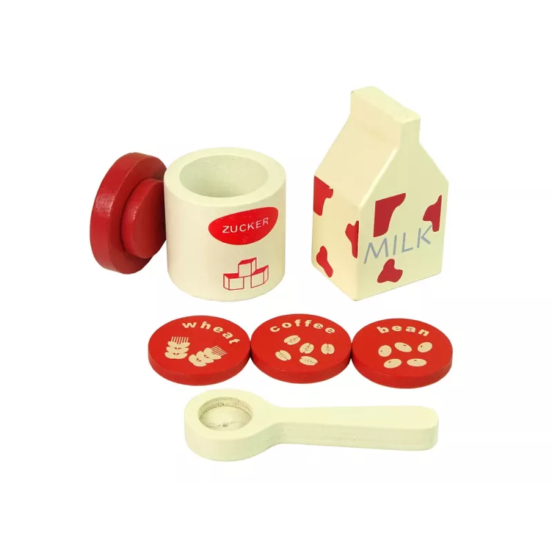 LEAN TOYS Puidust kohvimasina tarvikud köök lastele