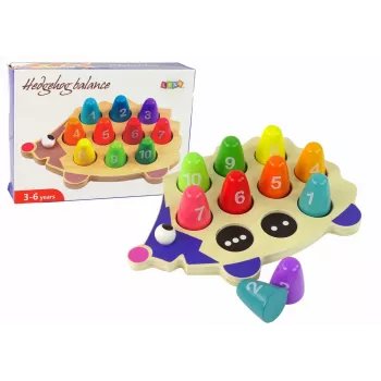 LEAN TOYS Puidust Hariv Siil 10 Värvilise Nupuga