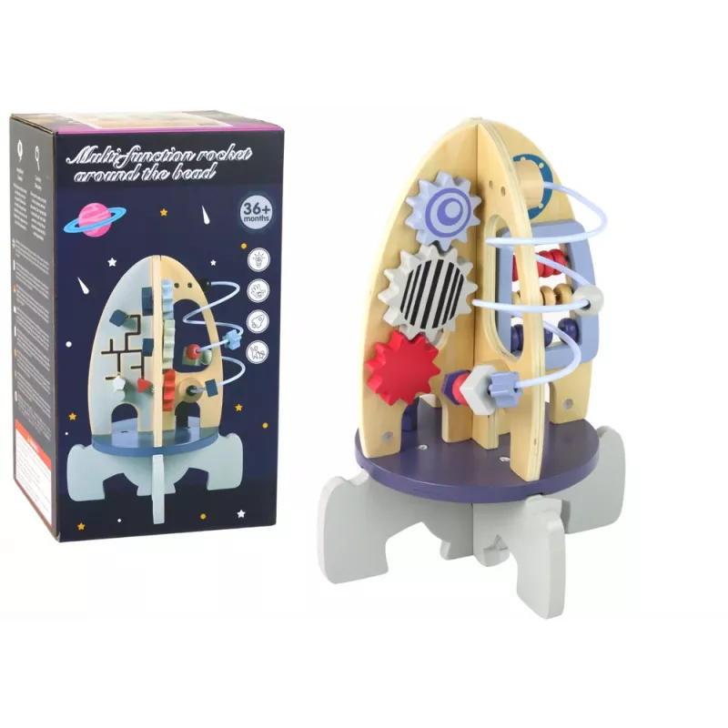 LEAN TOYS Wooden Racket Educational Beads Gears
