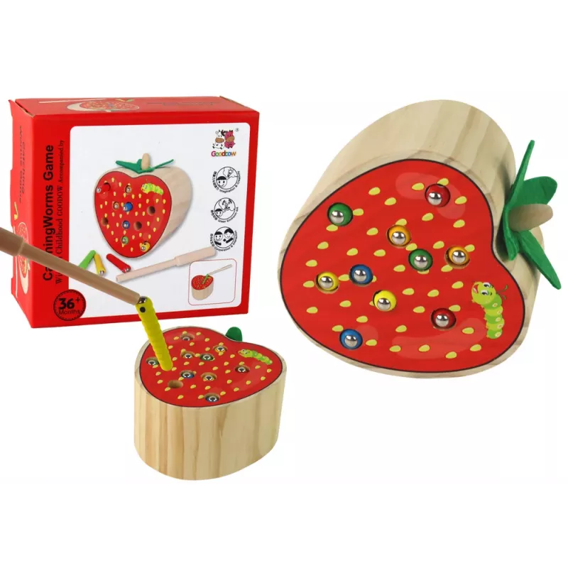 LEAN TOYS Wooden Strawberry Catch the Worm Magnetic Game