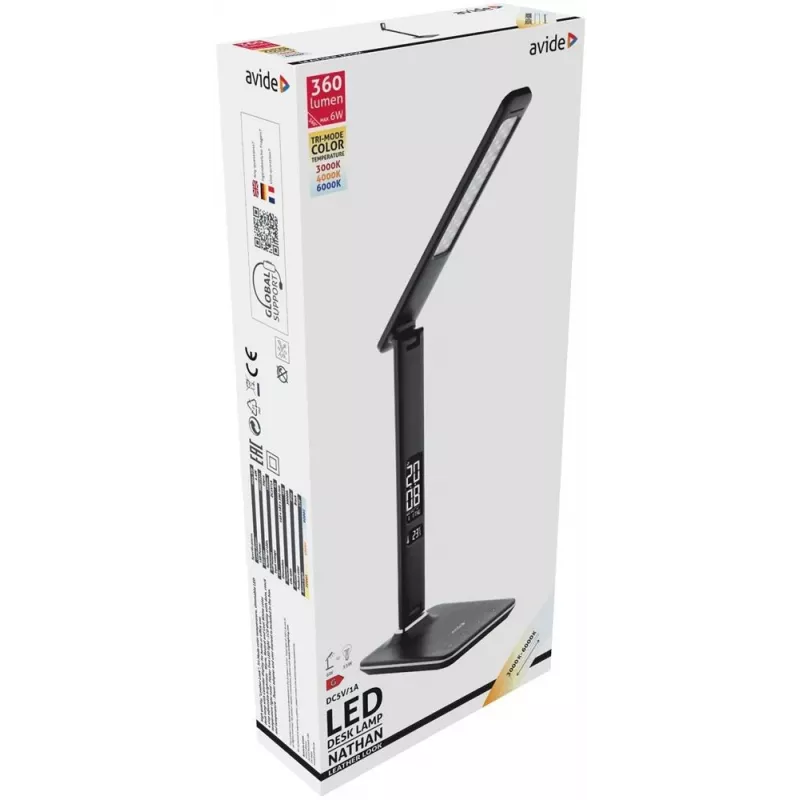 Avide LED laualamp kontorikalendriga must 6W 350lm