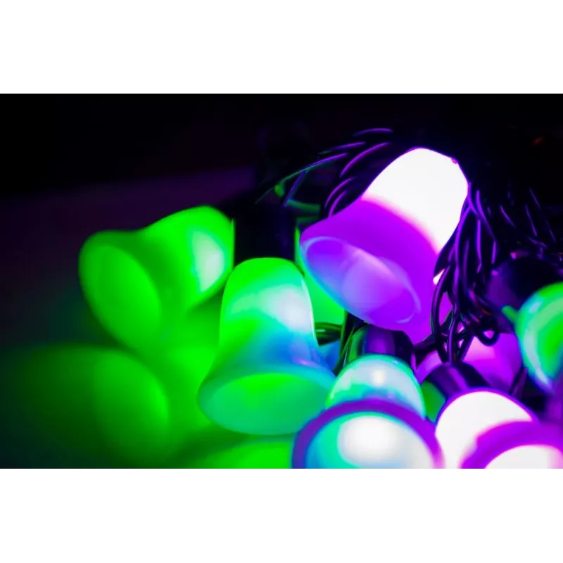 LED-nöörvalgusti kellukestega, 20 sooja valget LED-i, 2,5 m, patareitoide, kuldne