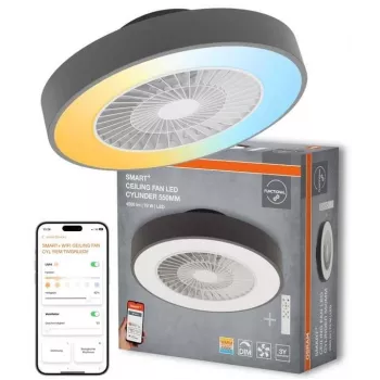 LEDVANCE SMART WIFI Ceiling Fan CYL REM 76W D550T - Smart Laeventilaator Integreeritud LED-valgustiga, Reguleeritava Valge Valgusega, Pult- ja Rakendusjuhtimisega