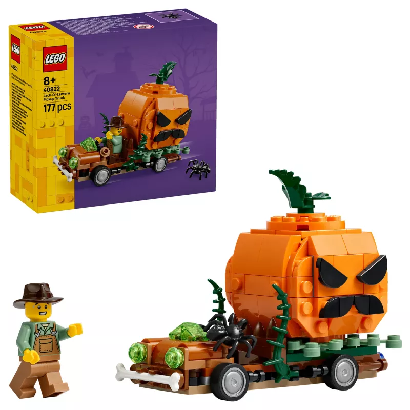 LEGO 40822 Jack-O'-Lantern Pickup Truck ehituskomplekt - 200 tükki, hernehirmutise minifiguur, Halloween'i väljapanekumudel