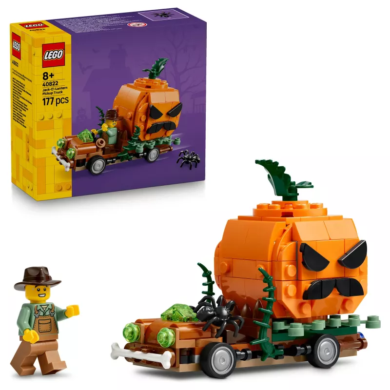 LEGO 40822 Jack-O'-Lantern Pickup Truck ehituskomplekt - 200 tükki, hernehirmutise minifiguur, Halloween'i väljapanekumudel