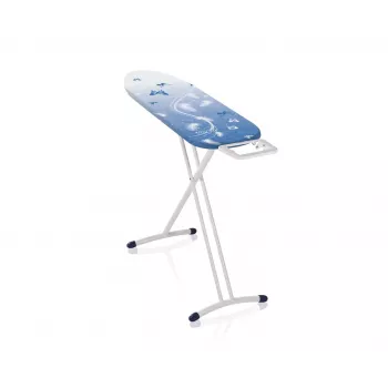 LEH Leifheit AirBoard M Solid 72563 Triikimislaud 120 x 38 cm, reguleeritava kõrgusega 75-88 cm, kerge EPP, Thermo-Reflect kate, fikseeritud triikraua alus, kokkupandav, valge/sinine
