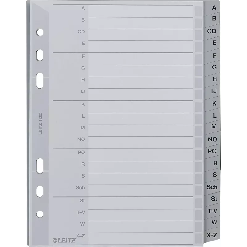 LEITZ A-Z vahelehed A5 polüpropüleen 20-osaline hall kirjutatava pappkaanega 1265-00-00