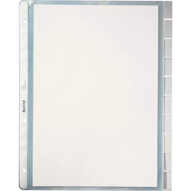 LEITZ A4 10-osaline vahelehtede komplekt, läbipaistev polüpropüleen, pealt avatav, märgistussakidega 4754-00-03