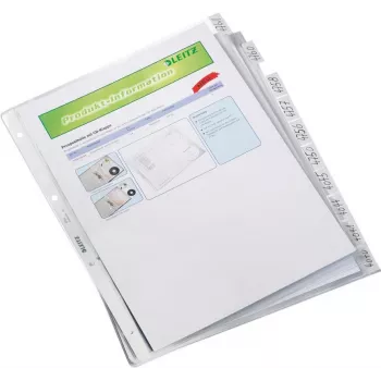 LEITZ A4 10-osaline vahelehtede komplekt, läbipaistev polüpropüleen, pealt avatav, märgistussakidega 4754-00-03